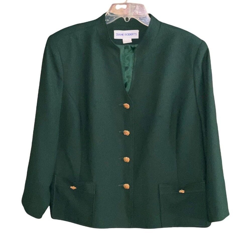 Green and Gold Vintage Crop Jacket Blazer Size 14